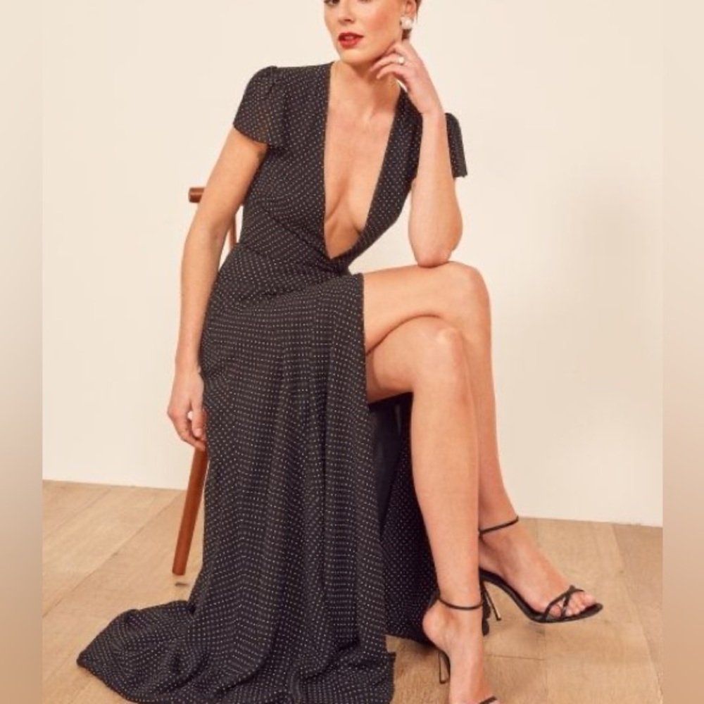 Reformation ‘Rosey’ Dress in Polka dot print